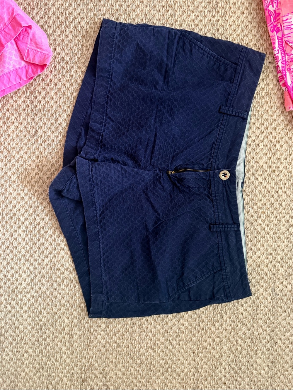 Lilly Pulitzer Navy Textured High-Waist Shorts